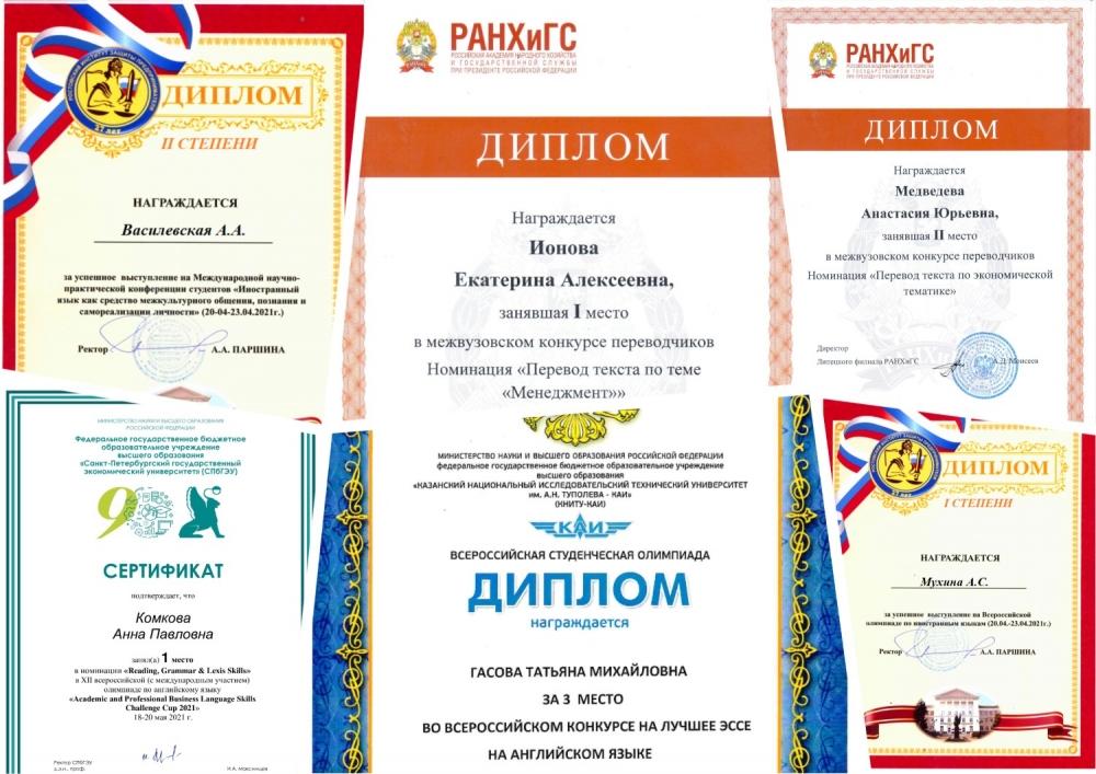 Английский язык: участники и победители всероссийских межвузовских конкурсов