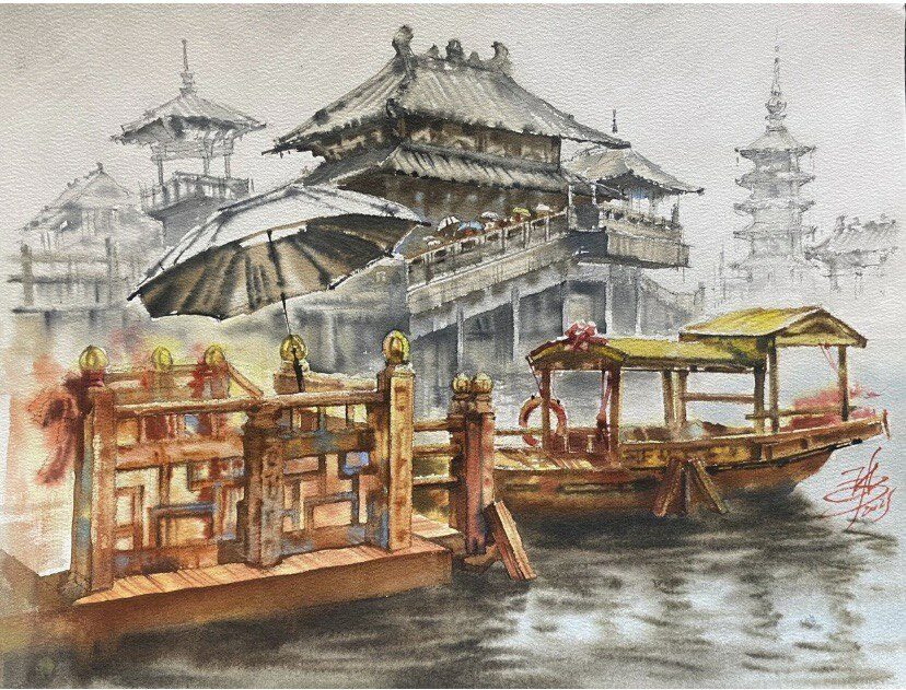 Выставка акварелей Ольги Ивлевой «Краски Поднебесной» в&nbsp;СПбГЭУ